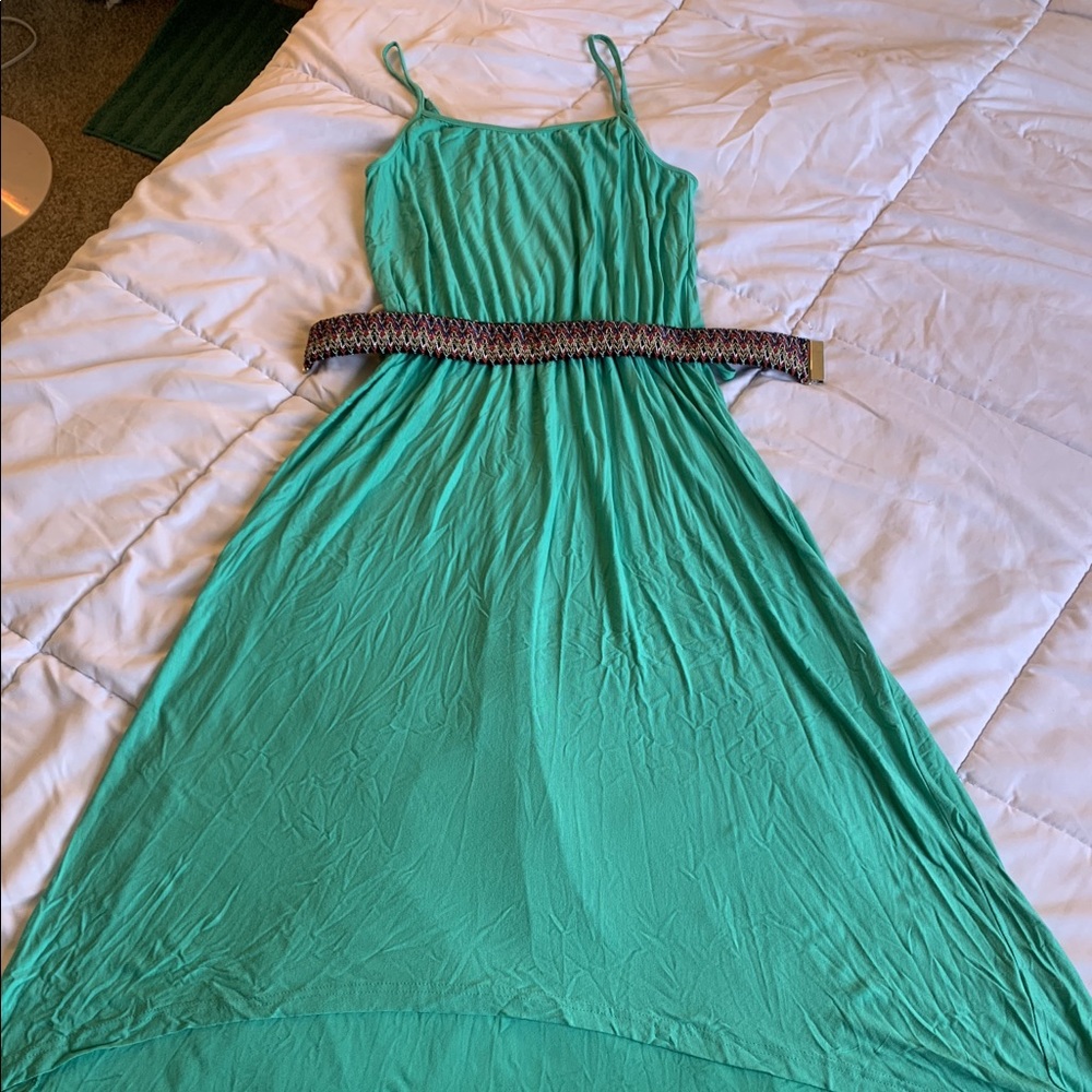 Teal hi-lo maxi dress